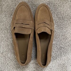 Zara Taupe Suede Loafers Size 39
